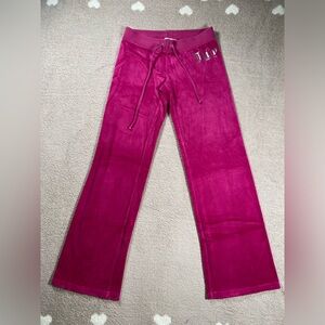 Women’s Y2K Hot Pink Magenta Juicy Couture Velour terry sweatpants made in USA